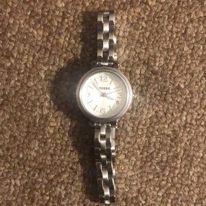 Silver Fossil Watch